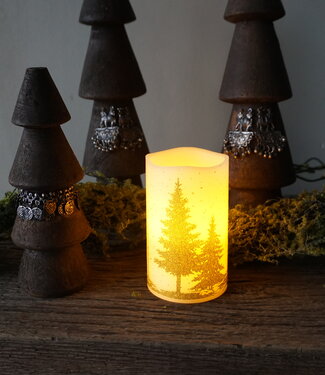 PTMD LED kaars Met Print | Goud | M | H12,5 x D7,5 cm PTMD LED kaars Met Print | Goud | M | H12,5 x D7,5 cm