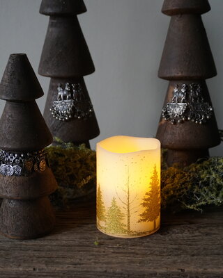 PTMD LED kaars Met Print | Goud | S | H10 x D7,5 cm