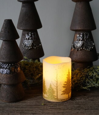 PTMD LED kaars Met Print | Goud | S | H10 x D7,5 cm PTMD LED kaars Met Print | Goud | S | H10 x D7,5 cm