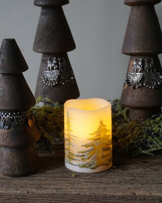PTMD D kaars Met Print | Groen | S | H10 x D7,5 cm