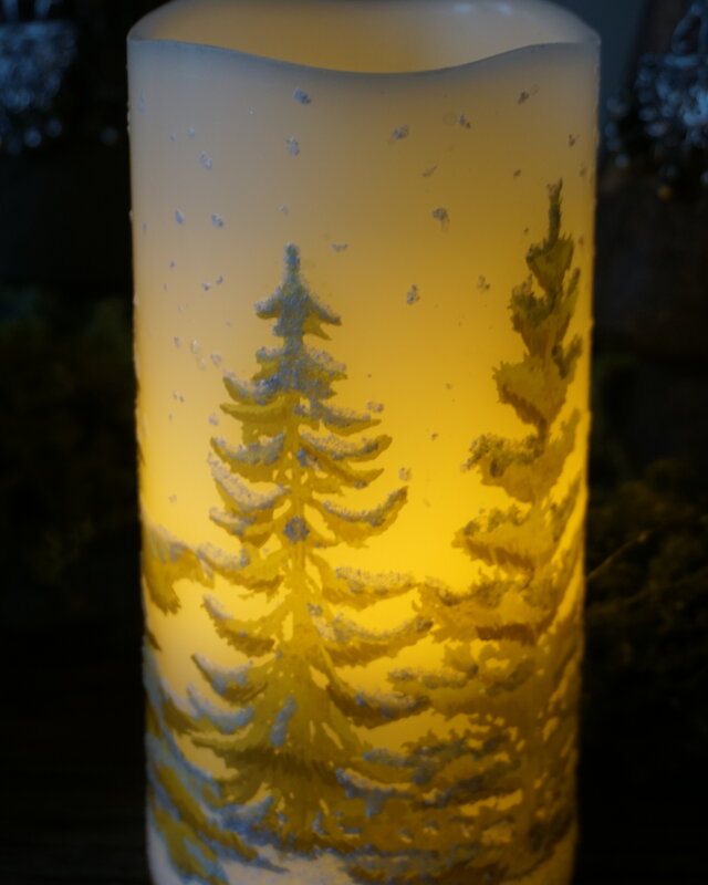 PTMD LED kaars Met Print | Groen | L | H15 x D7,5 cm