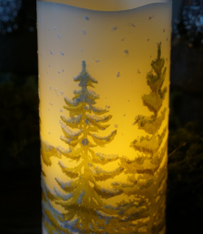 PTMD LED kaars Met Print | Groen | L | H15 x D7,5 cm