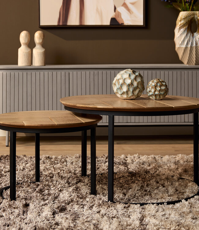 Starfurn Salontafel Otik Natuurlijk Eiken | 70 cm | Set Van 2