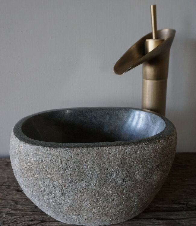 Rene Houtman Kleine Stenen Waskom + Spoelgat | H14 x B27 x D19 cm