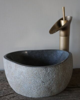 Rene Houtman Kleine Stenen Waskom + Spoelgat | H14 x B28 x D22 cm