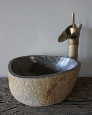 Rene Houtman Kleine Stenen Waskom + Spoelgat | H13 x B28 x D23 cm