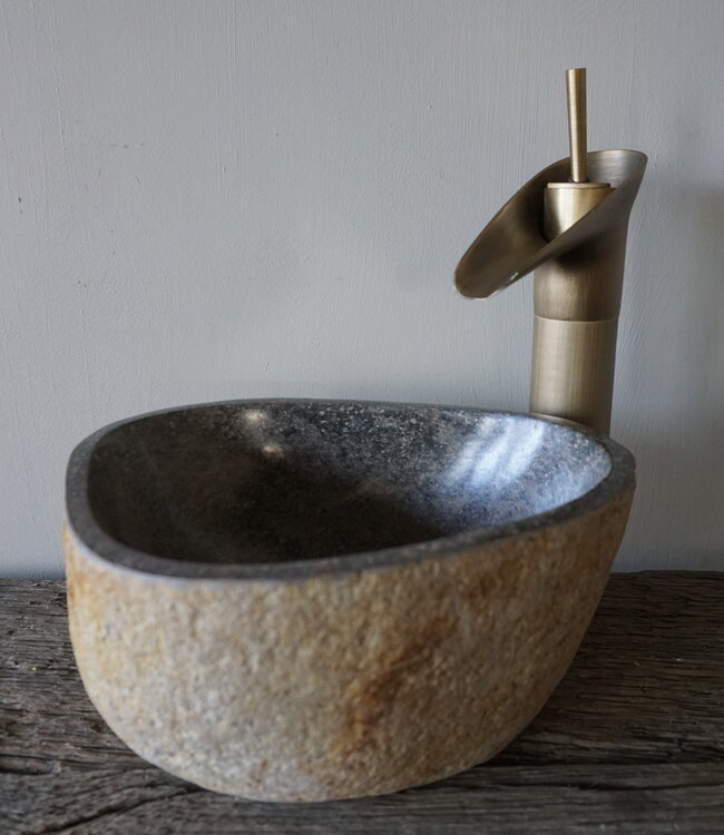 Rene Houtman Kleine Stenen Waskom + Spoelgat | H13 x B28 x D23 cm
