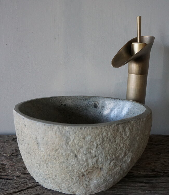 Rene Houtman Kleine Stenen Waskom + Spoelgat | H14 x B27 x D22 cm