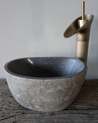 Rene Houtman Kleine Stenen Waskom + Spoelgat | H13 x B27 x D17 cm