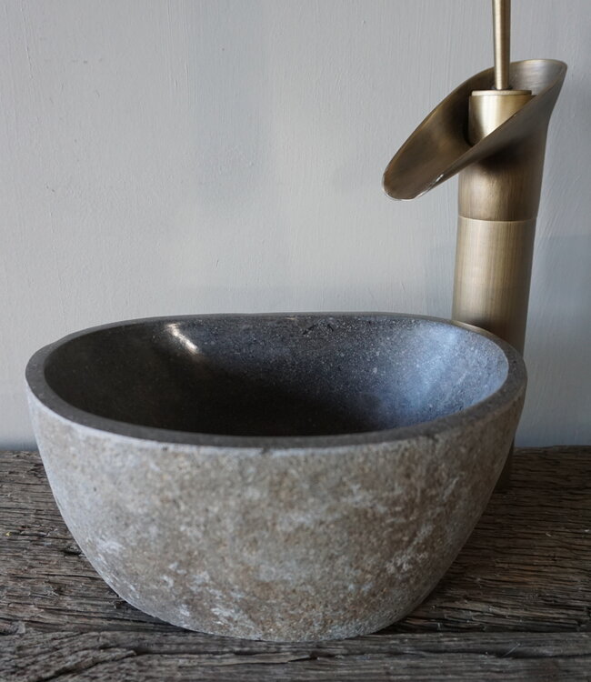 Rene Houtman Kleine Stenen Waskom + Spoelgat | H13 x B27 x D17 cm