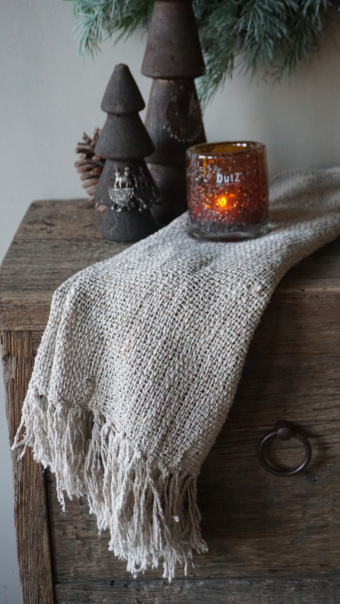 Rene Houtman Landelijke Shabby Doek | Taupe | L150 x B60 cm