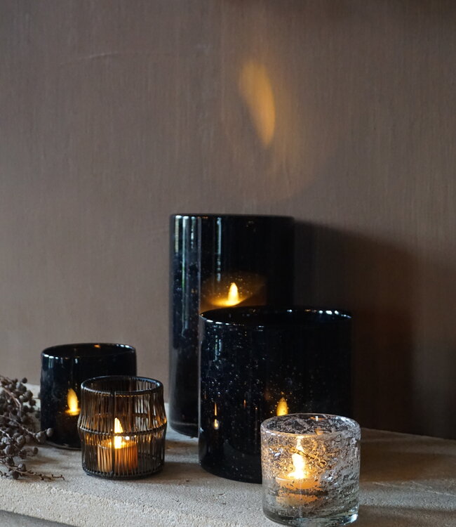 Rene Houtman Windlicht Cilinder Bubbels Zwart | H15 x B15 cm