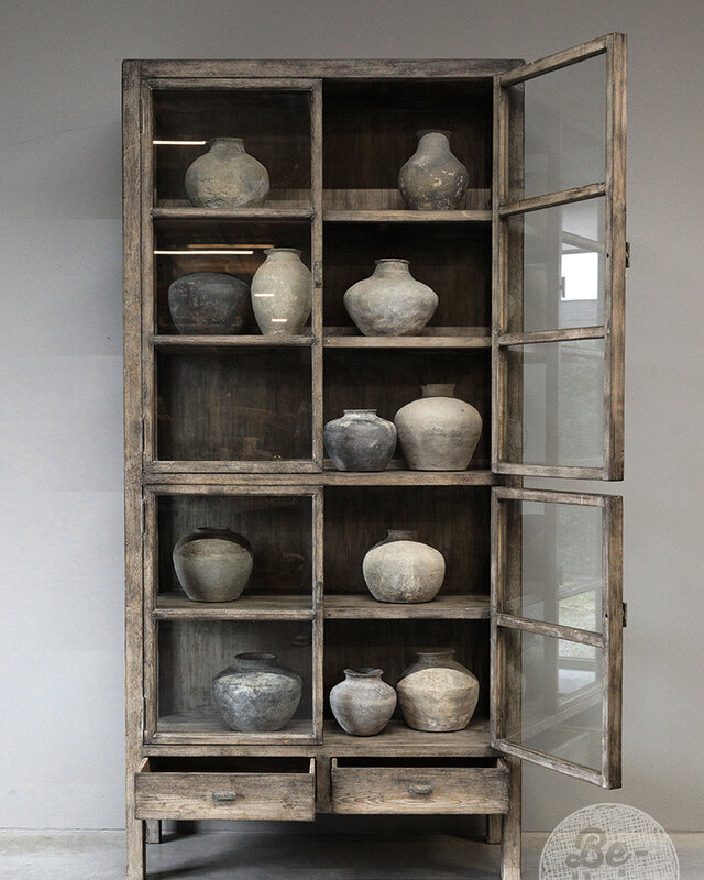 Be-Uniq Vitrine Kast | Oud Hout | H235 x B112 x D43 cm