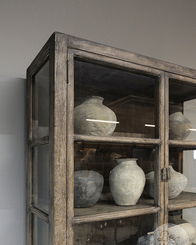 Be-Uniq Vitrine Kast | Oud Hout | H235 x B112 x D43 cm