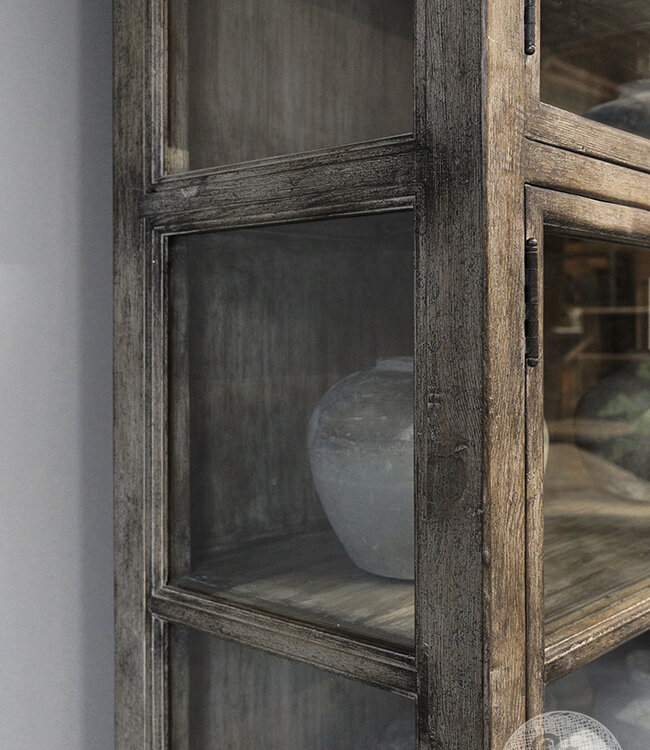 Be-Uniq Vitrine Kast | Oud Hout | H235 x B112 x D43 cm