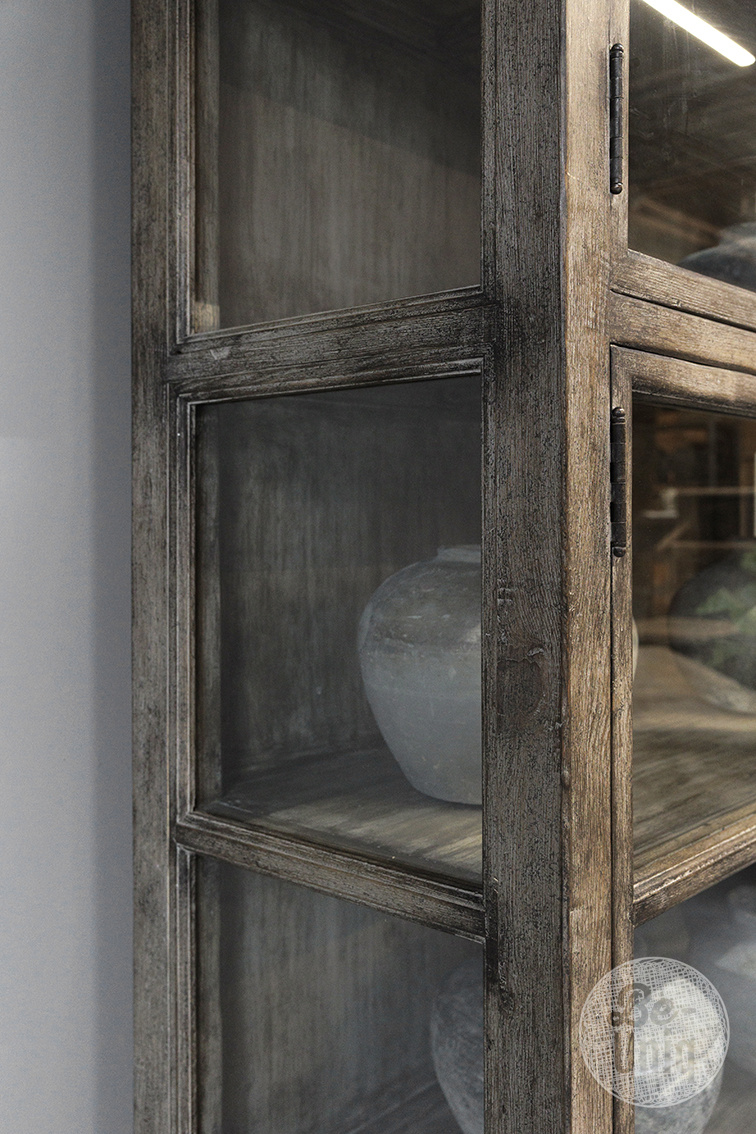 Be-Uniq Vitrine Kast | Oud Hout | H235 x B112 x D43 cm