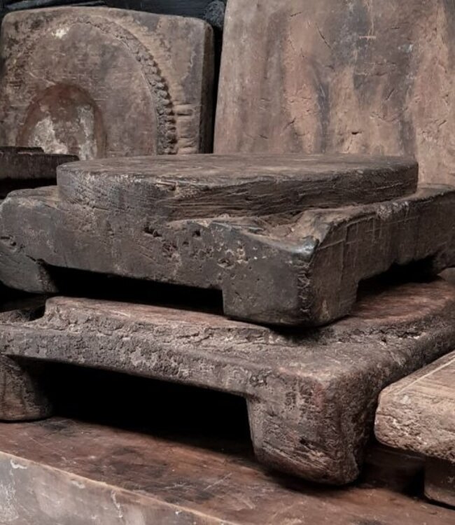 Luksa Home Collection Oud Houten Bajot | Indiaas | H4 x L30 x B30 cm