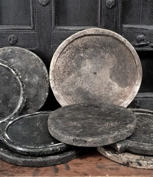 Luksa Home Collection Oud Stenen Bajot | Zwart | Indiaas | H4 x D30 cm