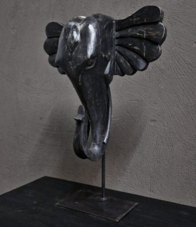 Luksa Home Collection Olifantenkop Op Standaard | Hout | H65 x B45 x D18 cm