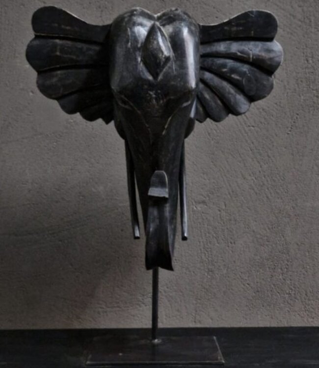 Luksa Home Collection Olifantenkop Op Standaard | Hout | H65 x B45 x D18 cm