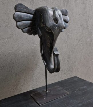 Luksa Home Collection Olifantenkop Op Standaard | Hout | H65 x B45 x D18 cm