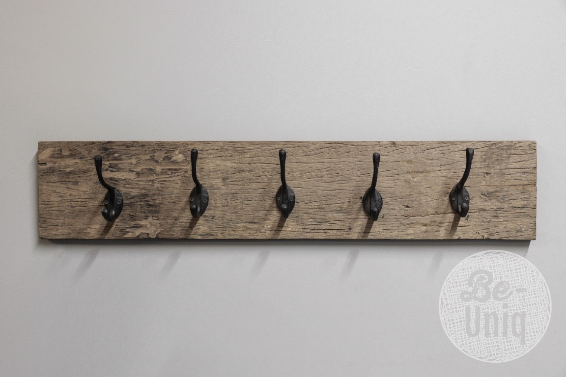 Be-Uniq Houten Kapstok James | Zwarte Haken | 2 Maten