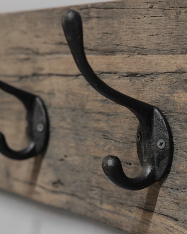 Be-Uniq Houten Kapstok James | Zwarte Haken | 2 Maten