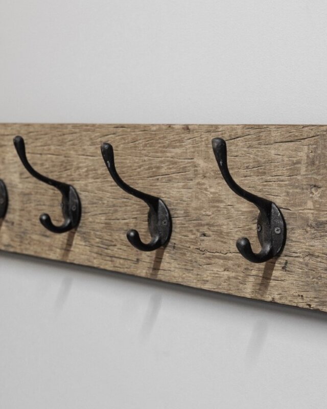 Be-Uniq Houten Kapstok James | Zwarte Haken | 2 Maten