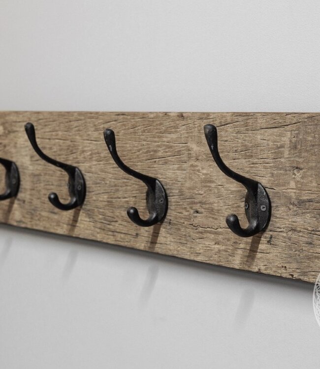 Be-Uniq Houten Kapstok James | Zwarte Haken | 2 Maten