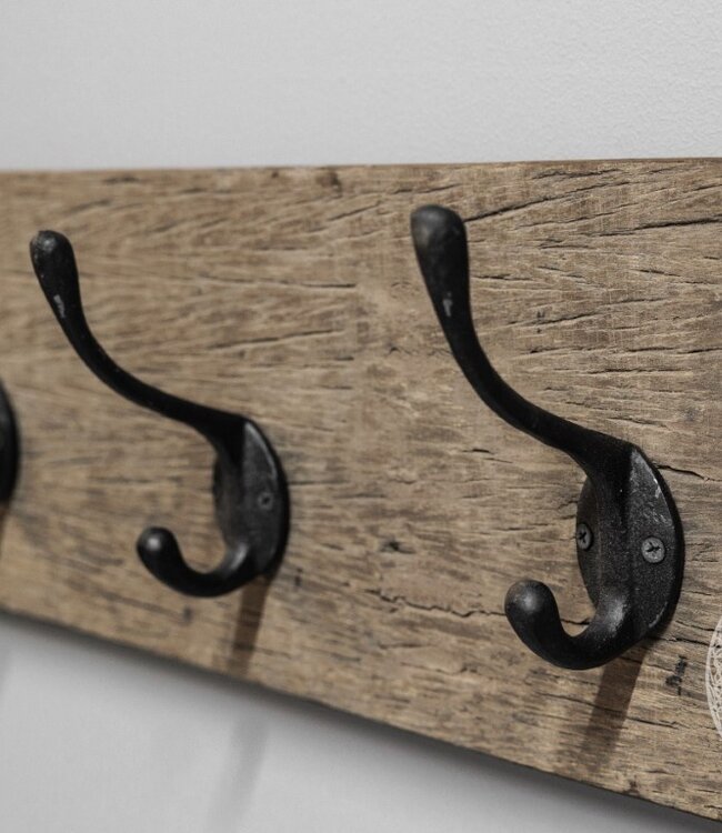 Be-Uniq Houten Kapstok James | Zwarte Haken | 2 Maten