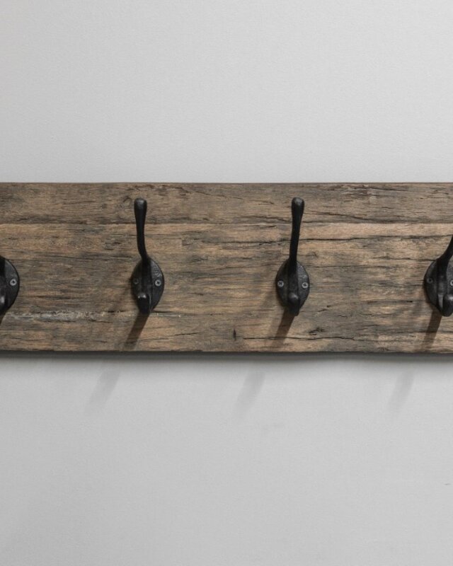 Be-Uniq Houten Kapstok James | Zwarte Haken | 2 Maten