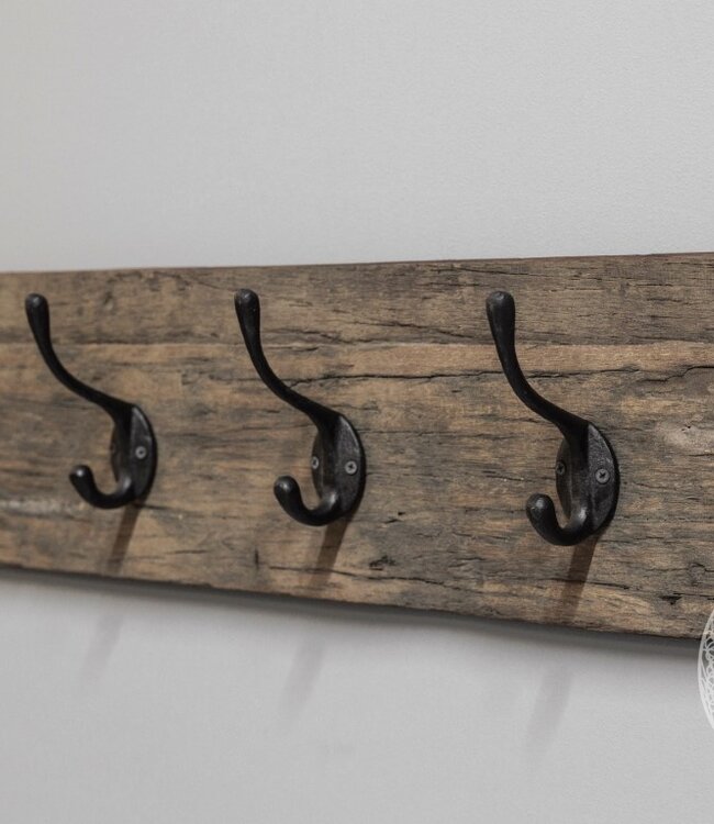 Be-Uniq Houten Kapstok James | Zwarte Haken | 2 Maten