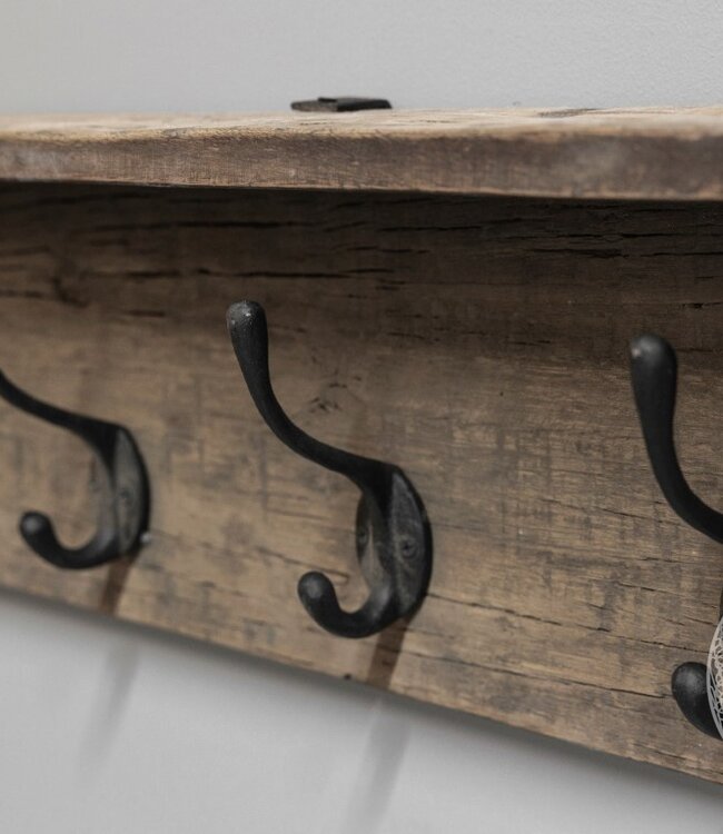 Be-Uniq Houten Kapstok Jamie | Zwarte Haken | L100 cm