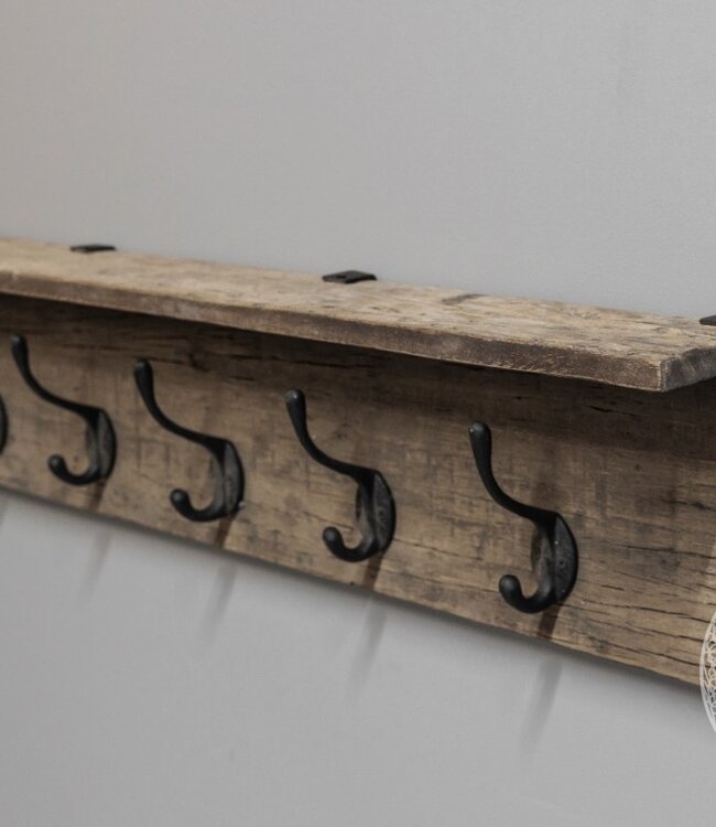 Be-Uniq Houten Kapstok Jamie | Zwarte Haken | L100 cm