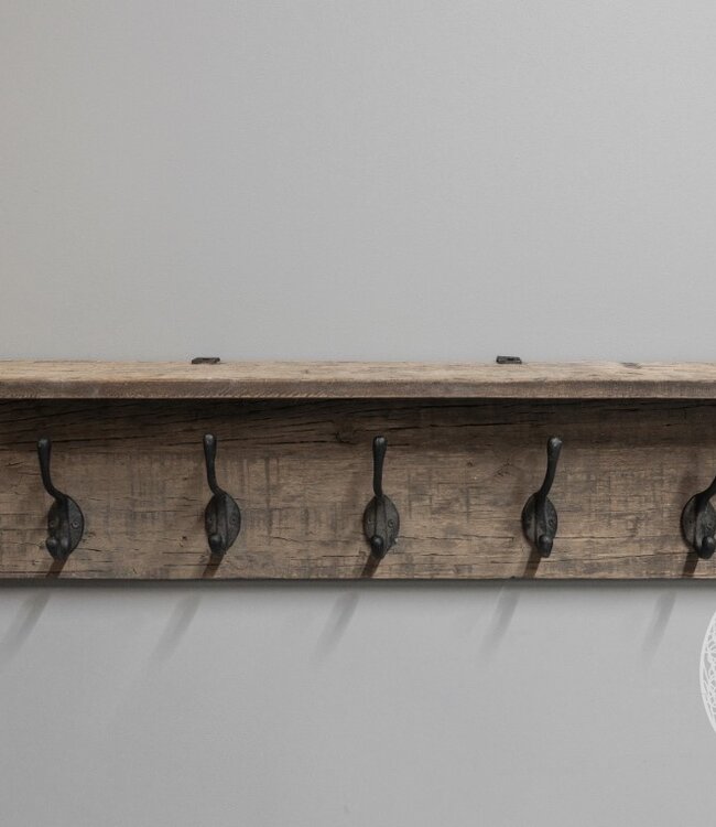 Be-Uniq Houten Kapstok Jamie | Zwarte Haken | L100 cm