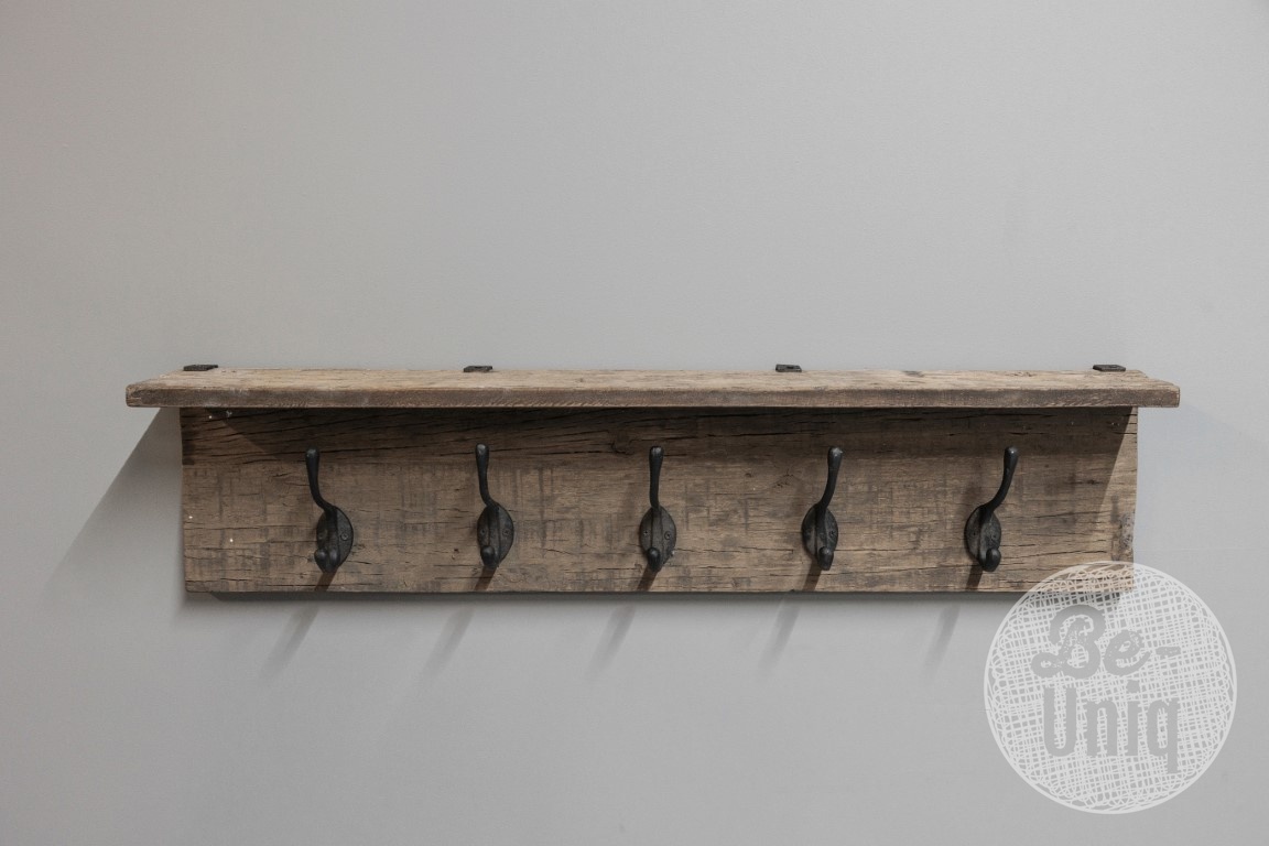Be-Uniq Houten Kapstok Jamie | Zwarte Haken | L100 cm