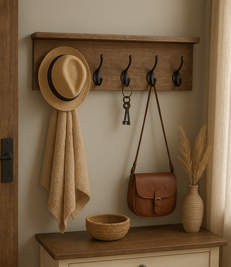 Be-Uniq Houten Kapstok Jamie | Zwarte Haken | L100 cm