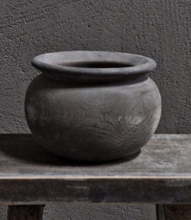 Luksa Home Collection Houten Pot Arun | Antique Grey | H13 x D19 cm