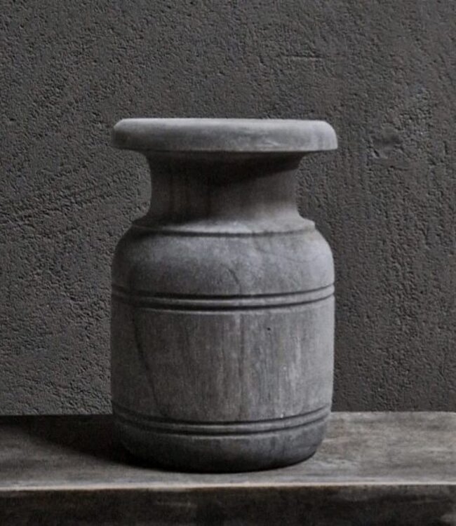 Luksa Home Collection Houten Pot Aziz | Antique Grey | H24 x D16 cm