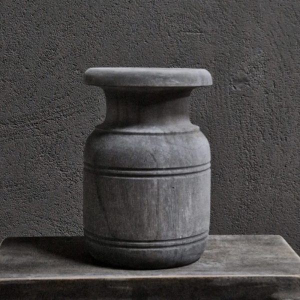 Luksa Home Collection Houten Pot Aziz | Antique Grey | H24 x D16 cm