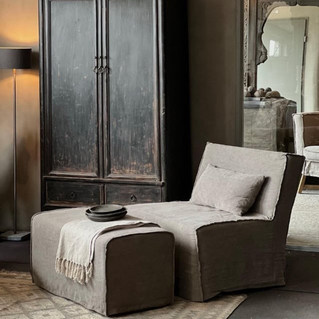 Aura Peeperkorn Pouf Extra Large | Linnen | H45 x B90 x D45 cm
