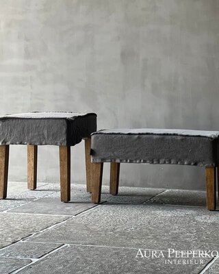 Aura Peeperkorn Pouf Small | Linnen Stof | H45 x B45 x D45 cm