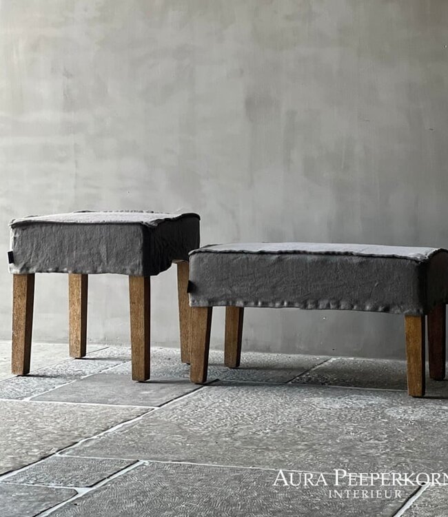 Aura Peeperkorn Pouf Small | Linnen Stof | H45 x B45 x D45 cm