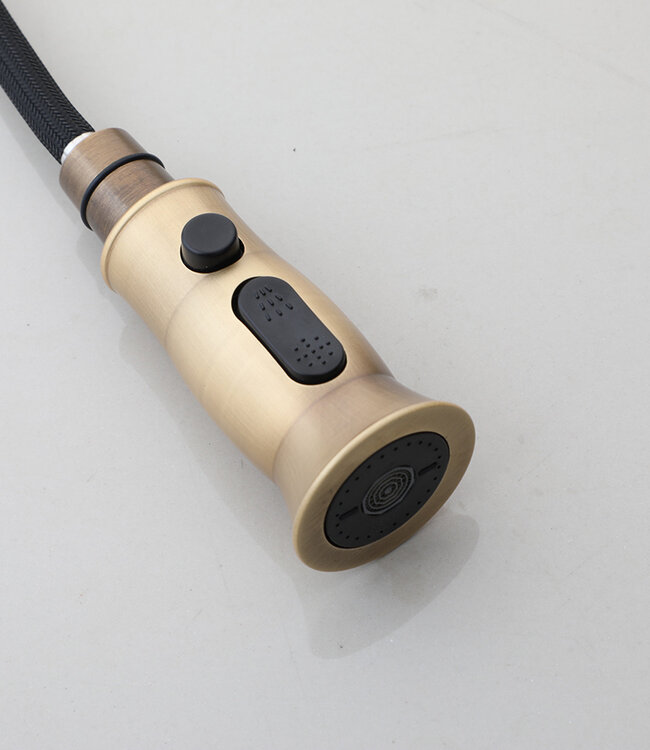 Rene Houtman Landelijke Mengkraan | Antiek Brons Met Uittrekbare Sproeikop