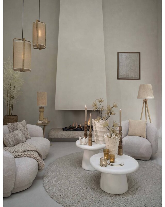 Light&Living Hanglamp Sendai | Bamboe | Zand | H56 x Ø27 cm