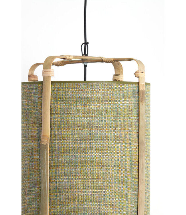Light&Living Hanglamp Sendai | Bamboe | Groen | H56 x Ø27 cm