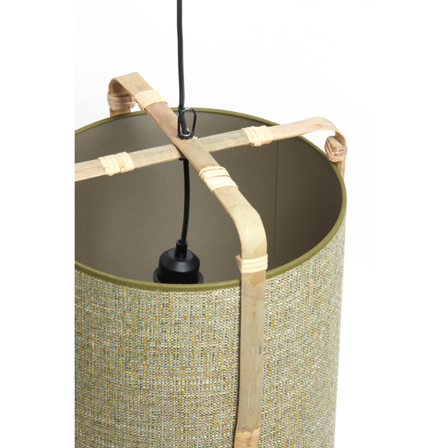 Light&Living Hanglamp Sendai | Bamboe | Groen | H56 x Ø27 cm