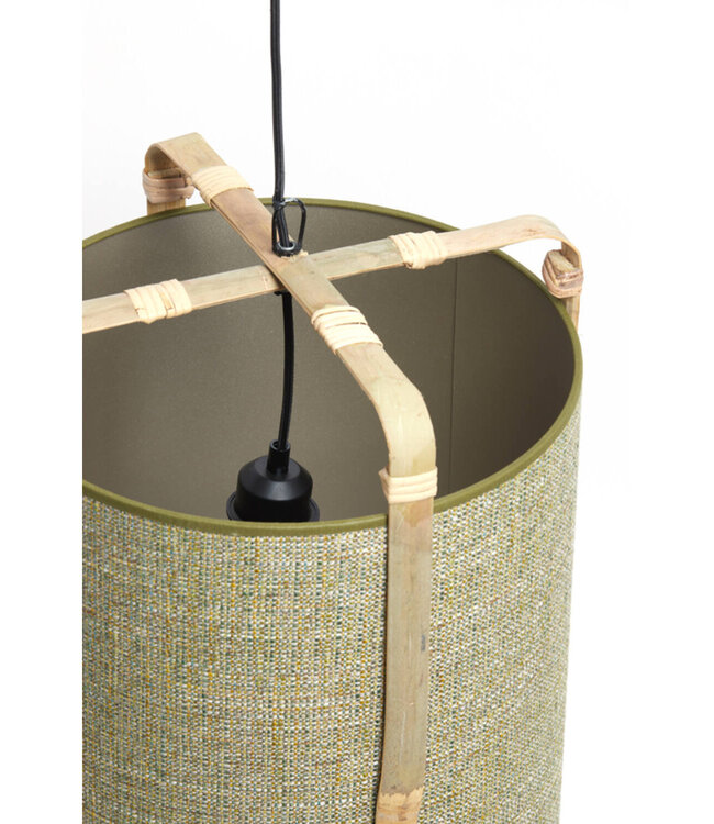 Light&Living Hanglamp Sendai | Bamboe | Groen | H60 x Ø32 cm