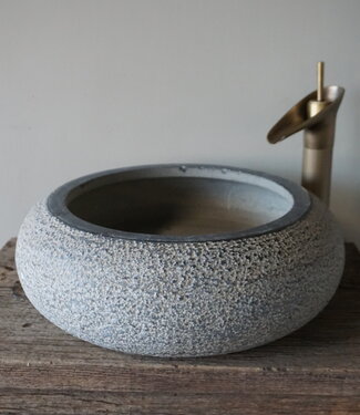 Be-Uniq Rustieke Ronde Waskom | Grijs | H17 x D47 cm