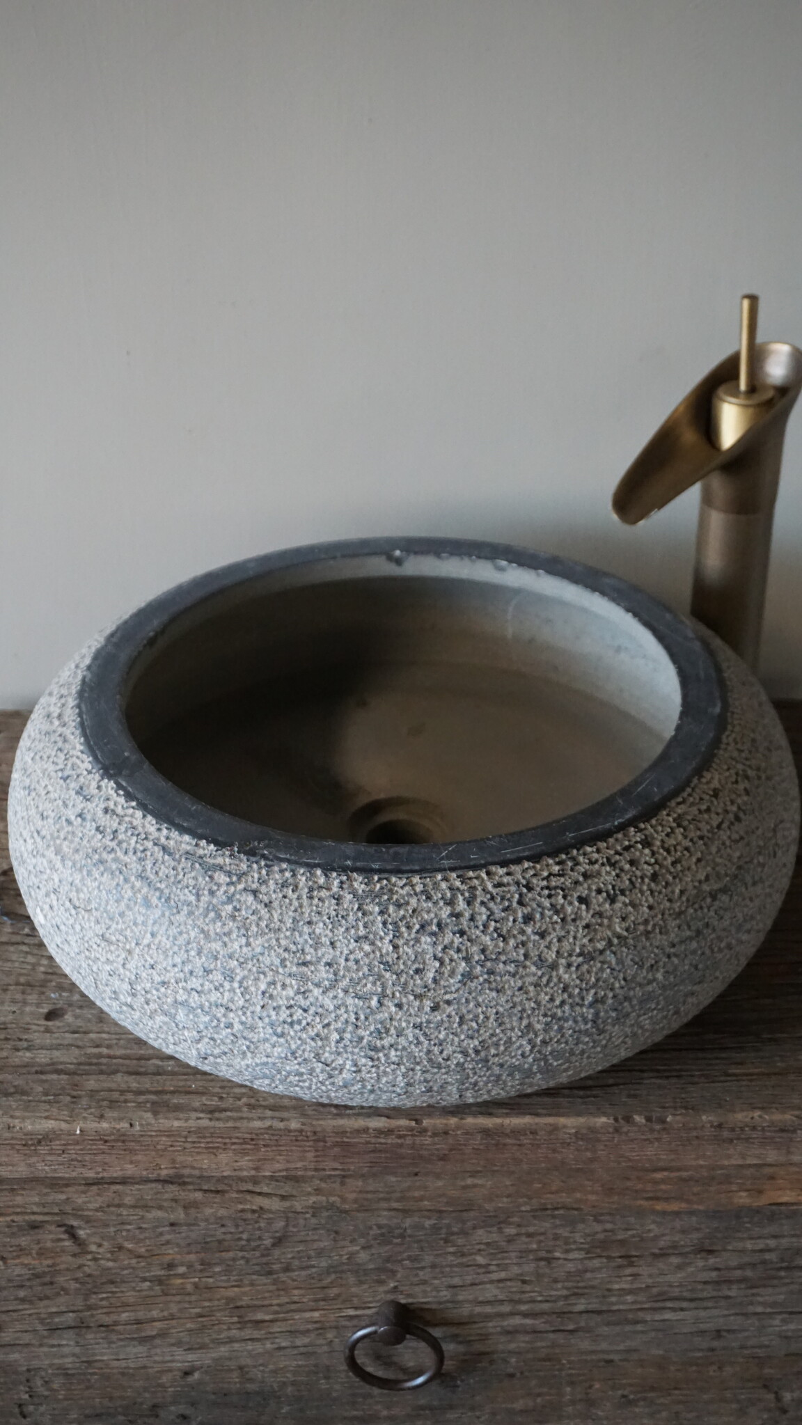 Be-Uniq Rustieke Ronde Waskom | Grijs | H17 x D47 cm